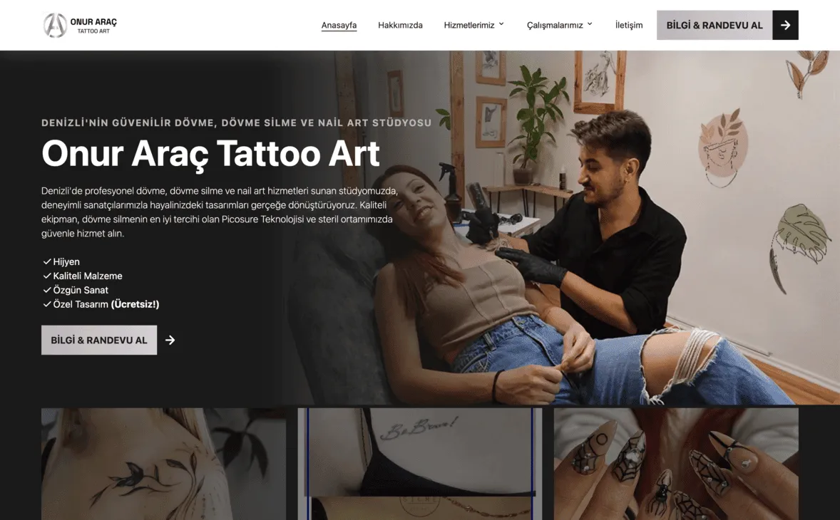 Onur Araç Tattoo Art site ekran görüntüsü