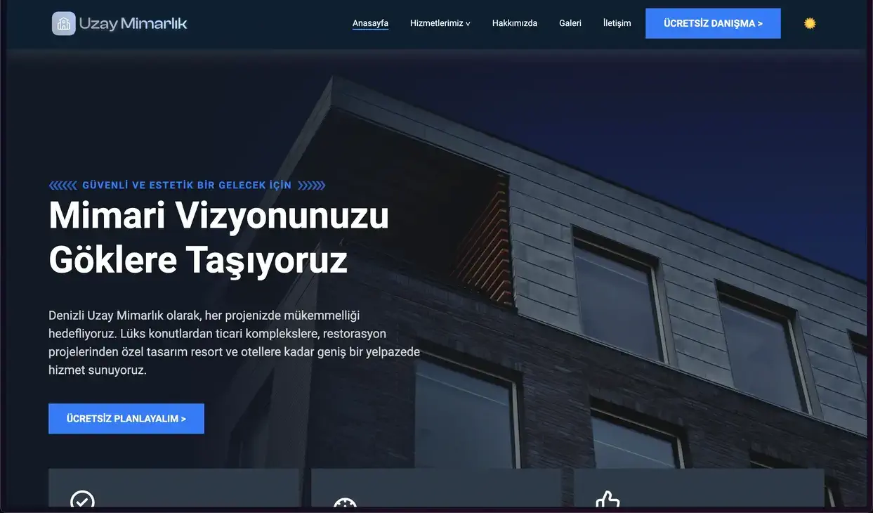 Uzay Mimarlık site ekran görüntüsü